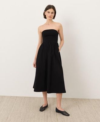 Pact Fit & Flare Strapless Dress Made With Organic Cotton in Black at Nordstrom, Size Xx-Large