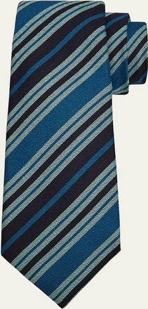Kiton Mens Thin Stripe Silk 7-Fold Tie
