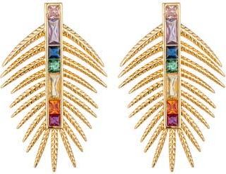 Eye Candy Los Angeles Sylvia Multicolor Cubic Zirconia Leaf Drop Earrings in Gold at Nordstrom Rack