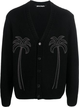 Palm Angels Mens Milano Studded Cardigan Black - Size Medium