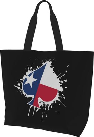 AOOEDM New Zealand Flag Spades Ace Poker Ladies Canvas Tote Reusable Shopping Bag