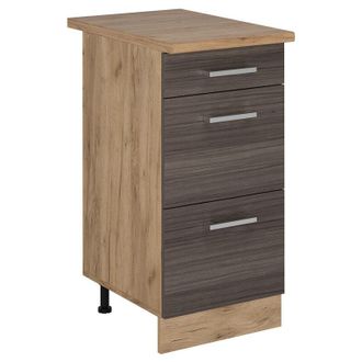 Vicco Mueble Bajo De Cocina R-line, Gris Noble, 40 Cm Con Cajones, Et Roble