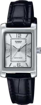 Casio Womens Silver Dial Analog Watch Black Leather Band - LTP-1234LL-7ADF