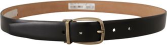 Dolce & Gabbana Mens Black Brown Backend Leather Vintage Metal Buckle Belt