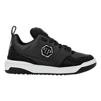 Philipp Plein Mix Leather Lo-Top Sneakers Crystal - - Shoes - Uomo - Nero - 40 EU