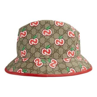 Gucci Canvas Fedora Hat With GG Apple Print Beige 628445-4HL96-8474