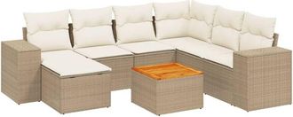 vidaXL Vidaxl - Juego De Sof&aacute;s De Jard&iacute;n Con Cojines Beige 8 Pzas Rat&aacute;n Pe