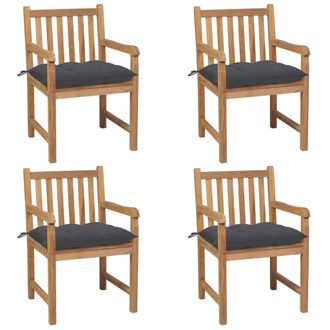 vidaXL Sillas De Jard&iacute;n 4 Uds Madera De Teca Y Cojines Gris Antracita Vidaxl