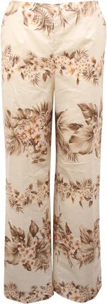 Twinset Ibis design broek met zijrits - Dames - Wijde Broeken - Wit - M - Broeken