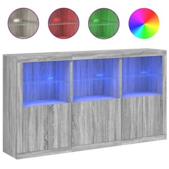 Berkfield Home Sideboard with LED Lights Grey Sonoma 181.5x37x100 cm