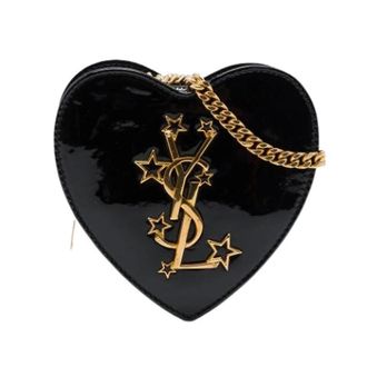 Saint Laurent Pre-owned Leren Ketting Crossbody Tas - Dames - Pre-owned - Zwart - Maat: ONE Size Leer