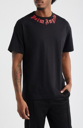 Palm Angels Logo Graphic Cotton T-Shirt in Black Red at Nordstrom, Size X-Large
