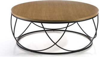 Pondecor Interiorismo Mesa de centro Tampere patas metálicas negras y MDF chapado roble