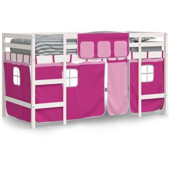 vidaXL Vidaxl - Kids Loft Bed with Curtains without Mattress Pink 90x200cm