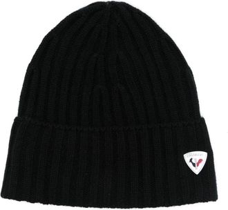 Rossignol logo-plaque cashmere beanie - women - Cashmere - One Size - Black
