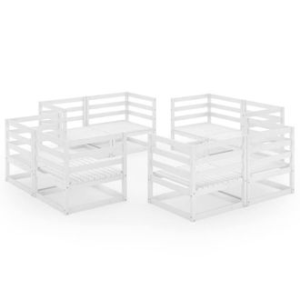 Berkfield Home 8 Piece Garden Lounge Set White Solid Pinewood