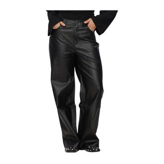 Refined Department Refined Department - Woven Wide Leg Jeans Payton - Dames - Broeken - Zwart - Maat: XL Leer