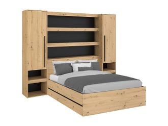 Vente-Unique Canap&eacute; abatible con puente 140 x 190 cm - Color: Natural y negro - LUDARO
