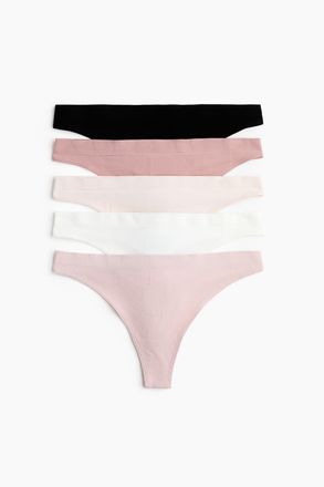 H&M 5er-Pack Tangas Seamless - Hellrosa/Weiss