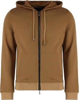 Moorer Felpa Taran-LIL con cappuccio e zip - Marrone