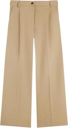 Tommy Hilfiger Logo Borduur Wijde Pijp Chino - Dames - Chinos - Beige - S - Katoen - Broeken
