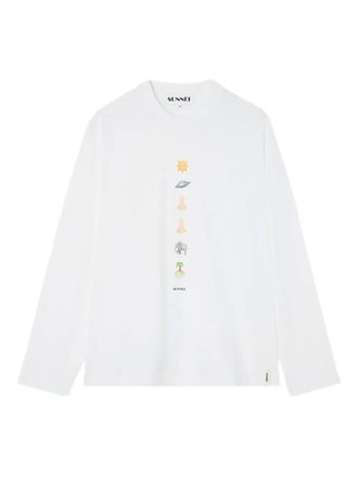 Sunnei emoji-print long-sleeve T-shirt - Bianco