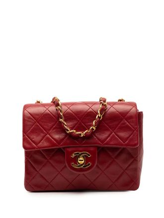 Chanel 1996-1997 Mini Square Classic Lambskin Single Flap crossbody bag - Red