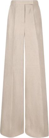 Max Mara Sequoia Pantalone - Dames - Wijde Broeken - Beige - 2XS - Linnen - Broeken