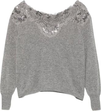 Ermanno Scervino Jersey de cuello redondo - Knitwear - Mujer - Gris - XS