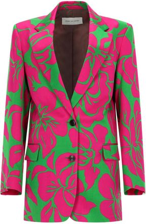 Dries Van Noten Basti Single-Breasted Oversized Floral Viscose Blazer