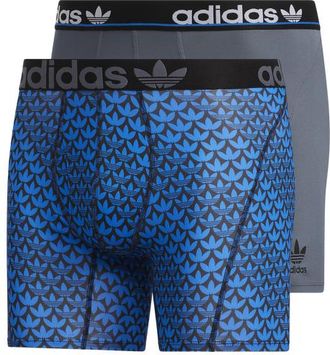 adidas Mens adidas Originals Trefoil 2 Pack Underwear - Grey/Black/Blue Size XXL