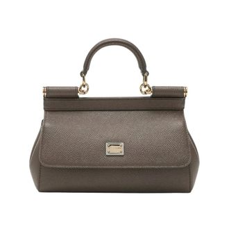 Dolce & Gabbana Tassen, Dames, Grijs, ONE Size, Leer, Mini Sicily Handtas