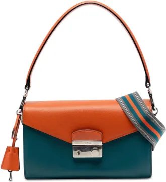 Prada Pre-owned Prada Bicolor Saffiano Lux Sound Lock Satchel Ladies 81EY9NALS1X1BOBO