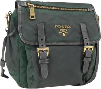 Prada Pre-owned Cross Body Bags, female, Green, Size: ONE SIZE Pre-owned Nylon Cross Body Bag