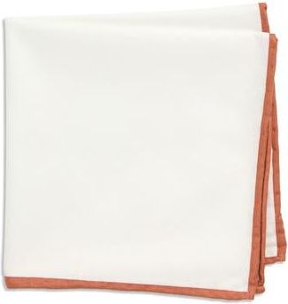 ConStruct Pipe Trim Cotton Pocket Square in White/Amber at Nordstrom Rack