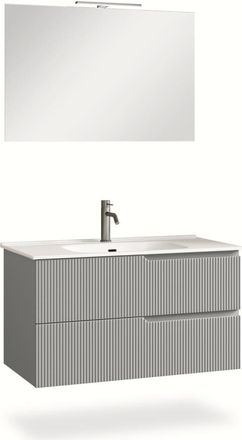 Aquadesign Mueble de baño de 4 piezas en mdf gris mate