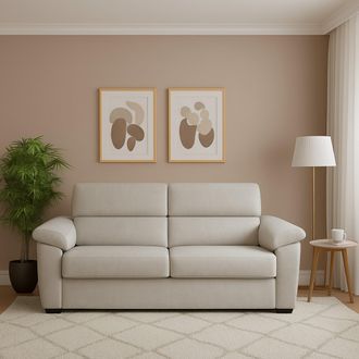 Dmora Sof&aacute; Fijo 3 Plazas Vilma, Sof&aacute; Lineal Para Sal&oacute;n, Acolchado, Desenfundable, Calidad 100% Made In Italy, 225x95 H100 Cm, Beige - Dmora