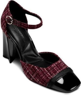 Karl Lagerfeld Sapphira Sequin Ankle Strap Pump in Wine/Black at Nordstrom, Size 5.5