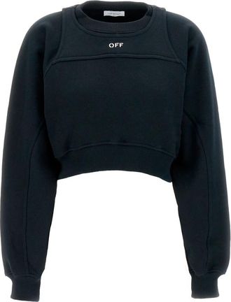 Off-white Logo Crop Sweatshirt - Dames - Sweatshirts - Blauw - XS - Katoen - Hoodies & sweatvesten