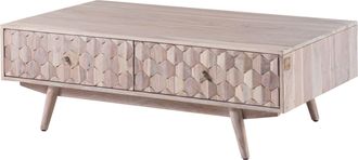 Massivmoebel24 Tavolino Da Salotto In Legno Di Acacia 120x70x40 Bianco Laccato Mosayk 203