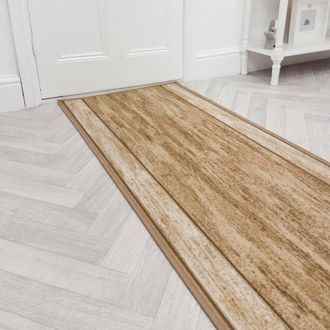 Runrug Hallway Runner Rug - Non-Slip, Hardwearing, 5.4mm - Rama in Beige | Size: 66 cm x 330 cm