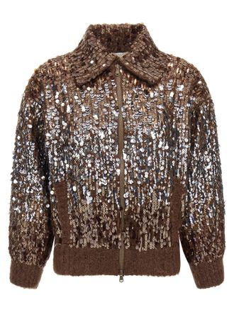 Brunello Cucinelli Womens Dazzling D&eacute;grad&eacute; Embroidery Cardigan