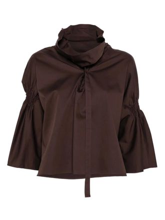 Low Classic gathered-detail blouse - women - Cotton - M - Brown