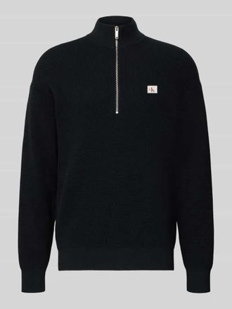 Calvin Klein Jeans Loose Fit Troyer mit gerippten Abschl&uuml;ssen in Black, Gr&ouml;&szlig;e XXL