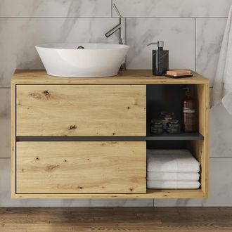 Vicco Mueble Para Lavabo Viola, Roble Artesanal, 100 X 60 Cm