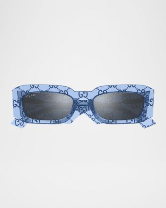 Gucci Mens GG1426Sm Acetate Rectangle Sunglasses