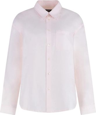A.P.C. Boyfriend Katoenen Overhemd - Dames - Overhemden - Roze - XS - Katoen - Overhemden