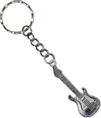 Generic Electric Guitar Keyring Rock Metal Music Keychain Instrument Band Bass Acoustic Punk Bag Jacket Key Chain Ring Festival Fun Retro Gift Musician