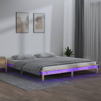 vidaXL Estructura De Cama Led Sin Colch&oacute;n Madera Maciza 160x200 Cm Vidaxl