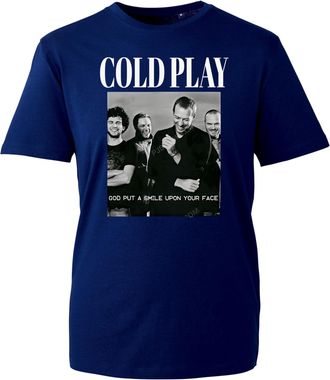 Generic Cold-Plays Band Graphic T-Shirt - Music of The Spheres UK Tour 2025 - God Put a Smile Upon Your Face Tee (Navy, XL Years)